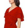 thumbnail image 4 of eloria Women's Georgette Ankle Length V Neck Short Sleeve Waist Tie Long Dress, Color : Red | Size : XS, 4 of 6