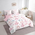 thumbnail image 3 of Homewish Pink Dreamy Castle 7pcs Bedding Comforter Set,Rainbow Stars Print Queen Bedding Sets,Fairy Tale Princess Queen Sheet Sets For Girl Teens,Super Cozy Room Decor Reversible, 3 of 8