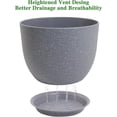 thumbnail image 4 of 12/10/9 Large Modern Plant Pots, Plastic Planters with Drainage Holes and Saucers for Indoor Outdoor Plants Flowers, Grey Speckles, 4 of 14
