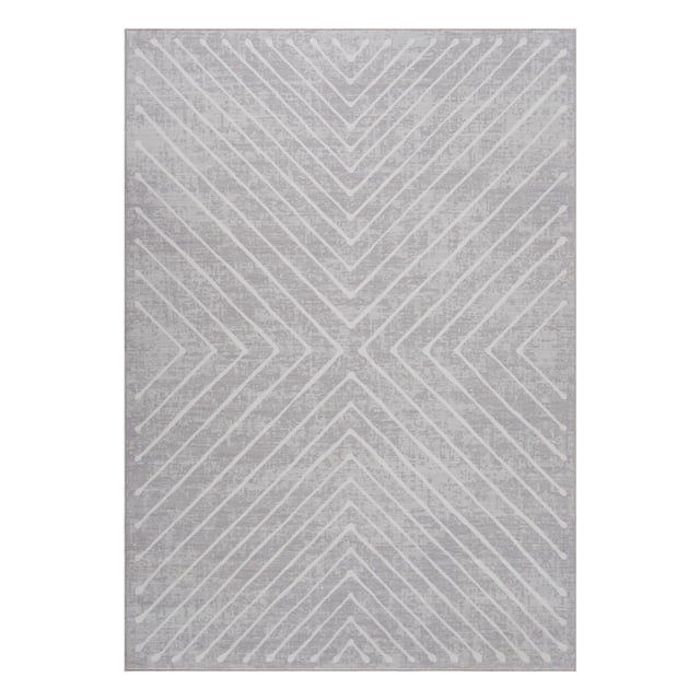 Qinaqin 2 x 6 ft Polyester Light Gris Rectangular cm de Alturaallway Entryway Bathroom Kitchen Geometric Stripped Lines Print Moderno Machine Anchoashable Runner Rug