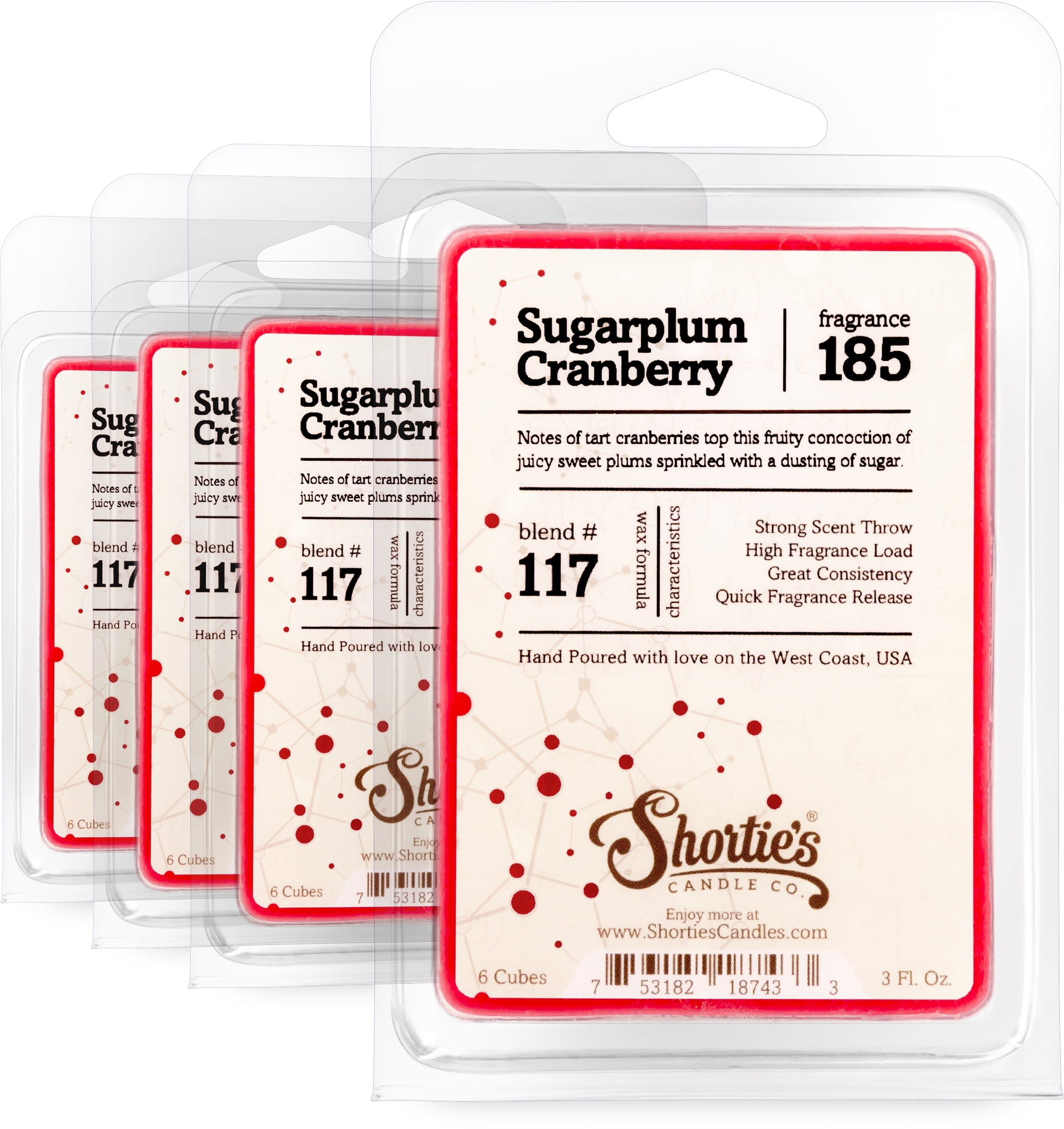 Sugarplum Cranberry Wax Melts Bulk Pack Highly Scented + Natural Oils