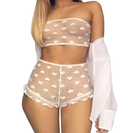 

2 Pcs Lingerie Lace Sexy Cute Babydoll sleepwear Set for Women