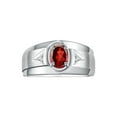 thumbnail image 1 of RYLOS Men's Rings 14K White Gold Classic 7X5MM Oval Gemstone & Diamond Ring Garnet January Birthstone Rings For Men, Gold Rings Size 10, 1 of 7