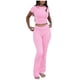 thumbnail image 1 of Conjuntos de 2 piezas para mujer: top ajustado de manga corta y leggings acampanados de talle bajo, ropa deportiva de viscosa 92 % para el día a día y ocasiones informales, 1 of 4