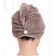 thumbnail image 5 of Toalla de microfibra para secar el cabello con botón, rápida absorción, turbante de secado rápido para mujer, color rosa., 5 of 5