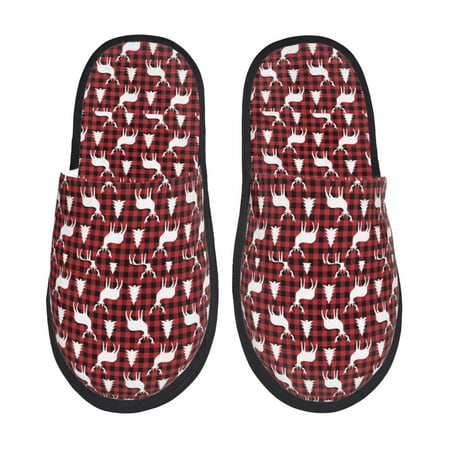 

Fuzoiu Christmas And New Year Print Unisex Furry Slippers Plush Indoor Shoes Trendy House Slippers Anti-Skid EVA Sole House Shoes for Home Office and Travel -Medium