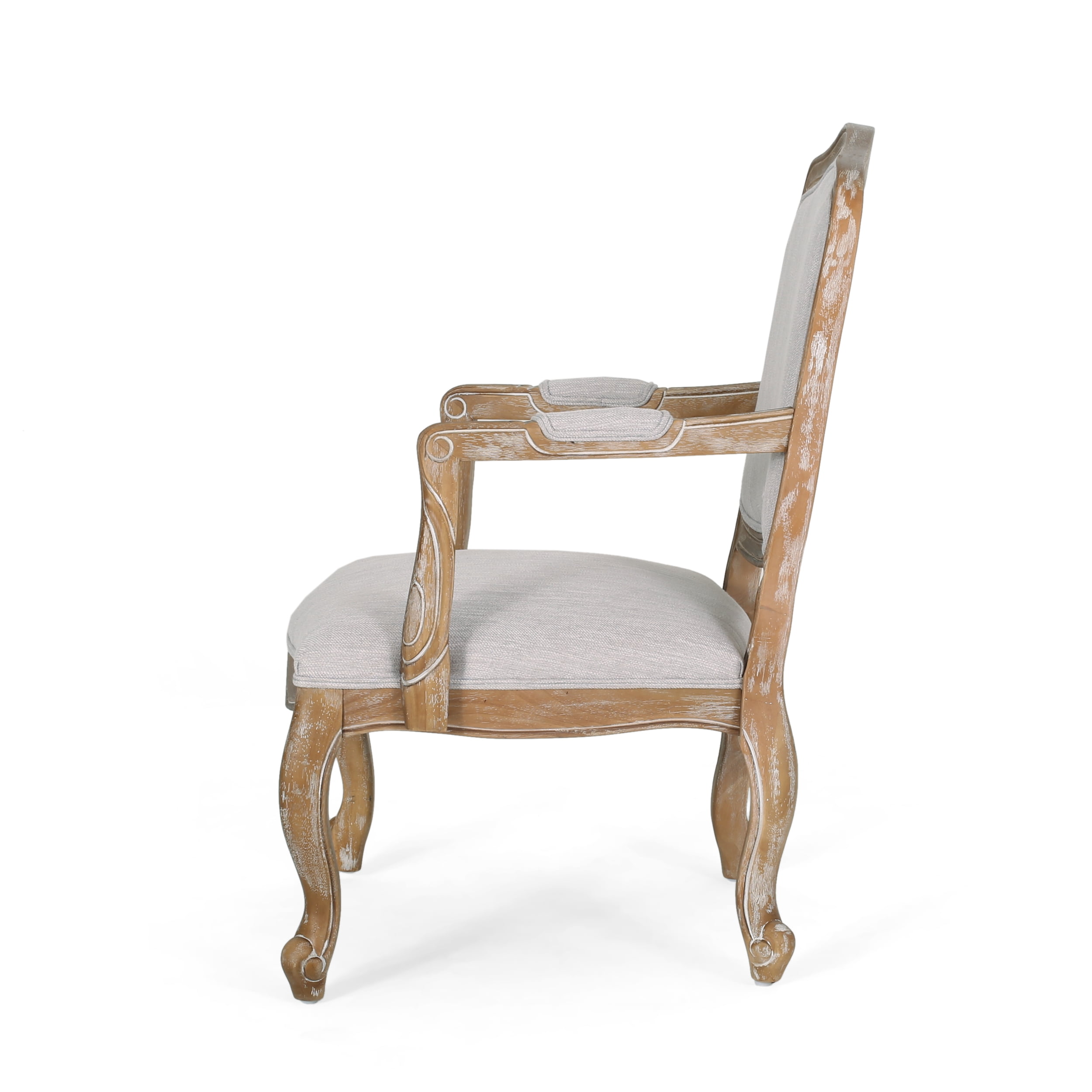 Noble House Joni Indoor French Fabric Dining Chair, Set of 6, Light Gray
