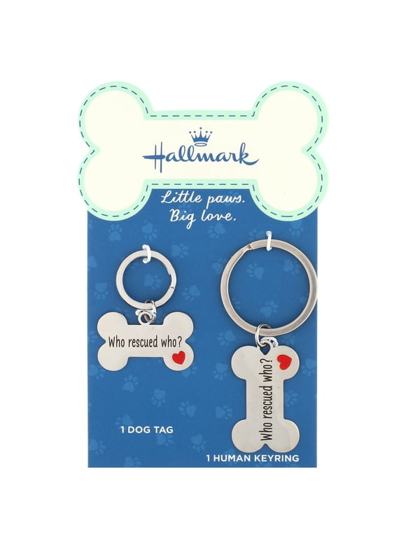 Connections from Hallmark Stainless Steel Dog Who Rescued Who Tag and Keychain Set