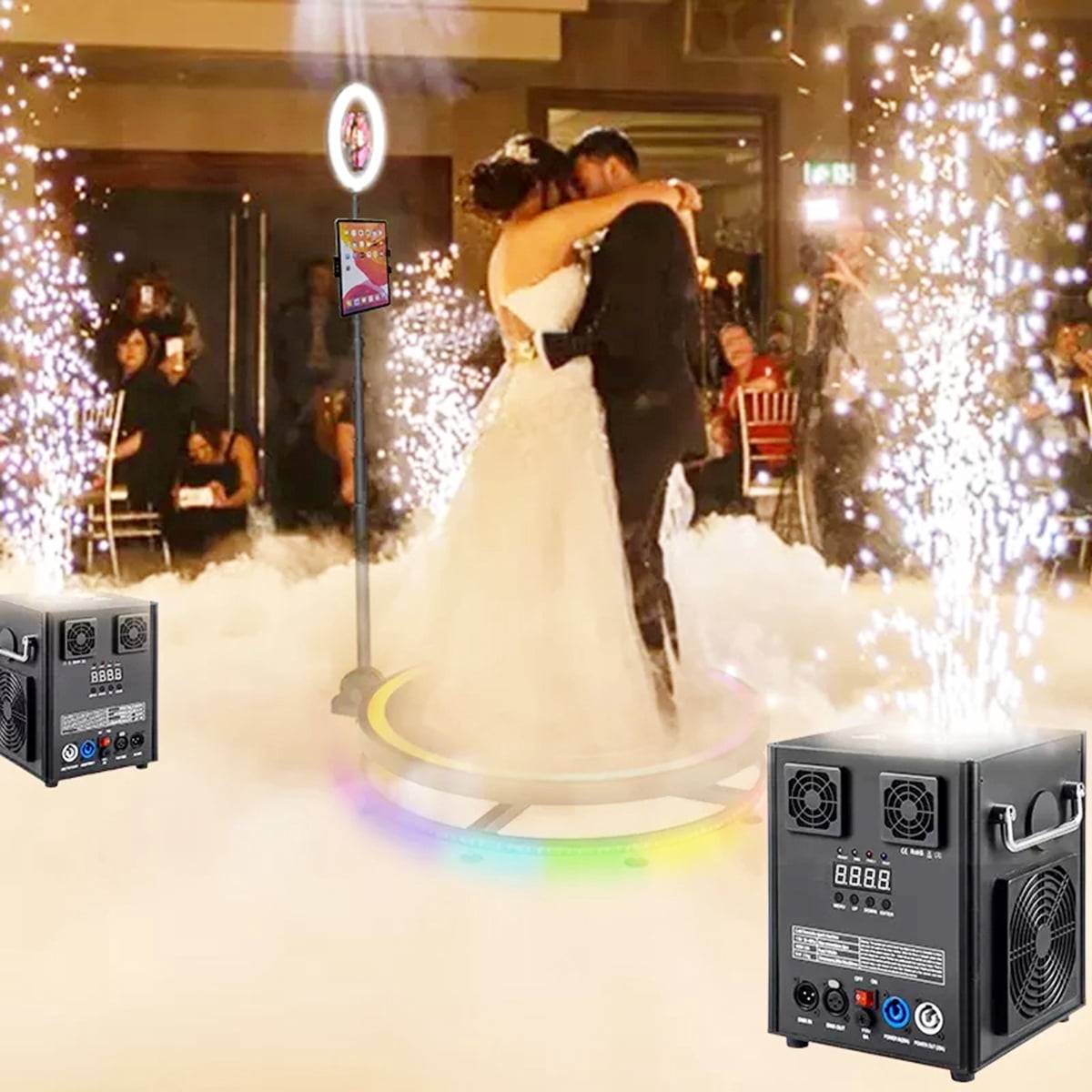 2Pcs Cold Spark Firework Machine,Stage DMX Effect Machine for DJ Event Party Wedding,Black