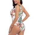thumbnail image 4 of Uemuo Lilies Flowers Print Women's One Piece Swimsuit Asymmetrical Neck Bathing Suit One Shoulder Side Cutout Ruffle Swimwear-X-Large, 4 of 6