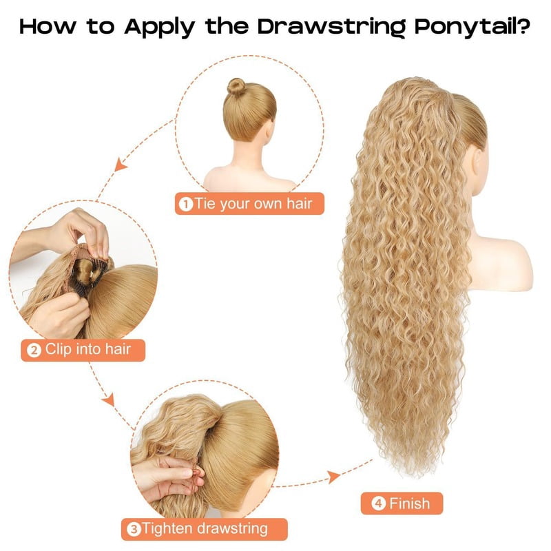 36inch Synthetic Corn Wavy Long Ponytail Hair Extension  wig Kinky Curly Thick Clip In Drawstring Ponytail On Hair accessory