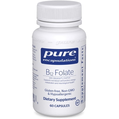 Pure Encapsulations B12 Folate | Energy Supplement to Support Nerves | 60 counts