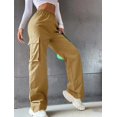 thumbnail image 1 of Pantalones sin cinturón Pantalones de cintura alta Pantalones de pierna ancha Pantalones de tubo recto Sueltos Elegantes Pantalones de viaje Pantalones casuales, 1 of 6