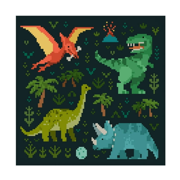 Trademark Fine Art Victoria Barnes  Pixel Dinos V Canvas Wall Art