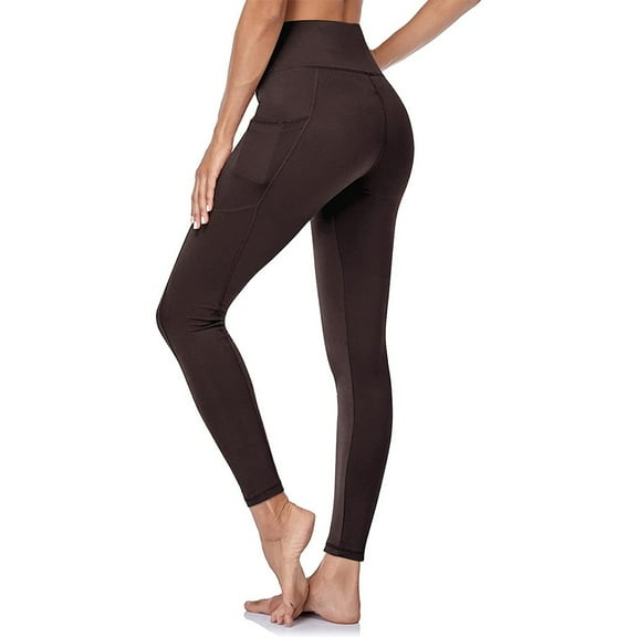 WIZUTIZ Womens Yoga Leggings Retro Relaxed Slim with Pockets Yoga Leggings Spandex Elastic High Waist Full Length Pants Solid Sweatpants for Ladies Joggers Date Multi-Color