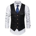 thumbnail image 6 of Kmxyo Plus Size Formal Men Solid Color Suit Vest Single Breasted Business Waistcoat, 6 of 8