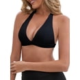 thumbnail image 4 of INSPIRE CHIC Women's Halter Neck Plunge Wirefree Sports Bras Backless Cozy Breathable Workout Fitness Bralette S Black, 4 of 4