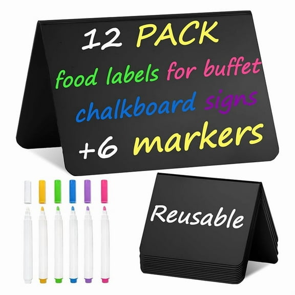 12 Pack 4 Inch X3 Inch Mini Chalkboard Signs for -Buffet,Food Labels for -Supplies-Wedding Table Signs