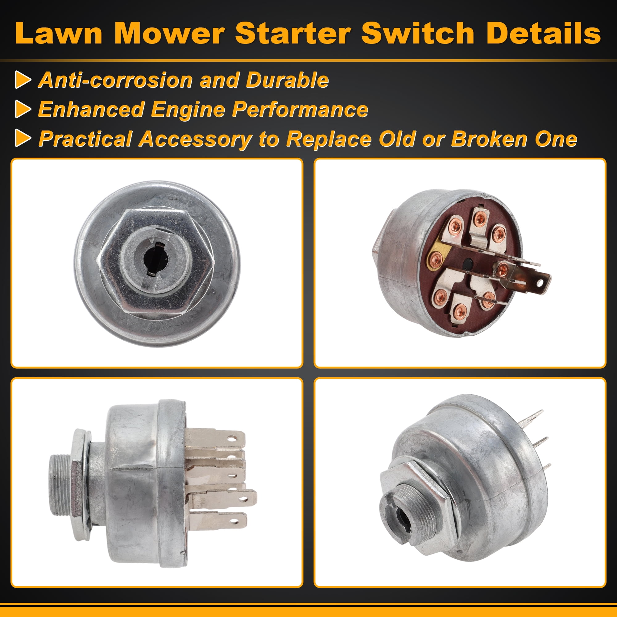 Unique Bargains Lawn Mower Ignition Switch 7251717 with Key for Craftsman for Murray