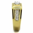 thumbnail image 4 of 5x5mm Round Cut CZ Center Two Row Side Stones Gold IP Stainless Steel Mens Ring - Size 11, 4 of 4