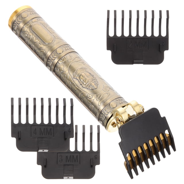OULII 1 Set Electric Haircut Kit Quick Trimming Golden Metal for Hair Salon Use