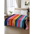 thumbnail image 2 of Twin Flat Sheet 66"x96", Colorful Striped Soft Lightweight Bedding Flat Sheets Only, Modern Rainbow Abstract Graffiti Art Brushed Microfiber Top Bed Sheet, Breathable StainResistant Bedsheets, 2 of 9