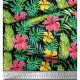 thumbnail image 3 of Soimoi Black Cotton Voile Fabric Leaves & Floral Printed Fabric 1 Yard 58 Inch Wide, 3 of 3