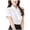 White, variant on Bibifish Womens Shirts Blouse Ruffled Neck Short Sleeve Solid Color Blouse Elegant Loose Fit Casual Work Tops Stylish Trendy Shirts