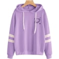 thumbnail image 1 of Women's Planet Print Varsity Striped Drawstring Pullover Sweatshirt Hoodies Tops, 1 of 5