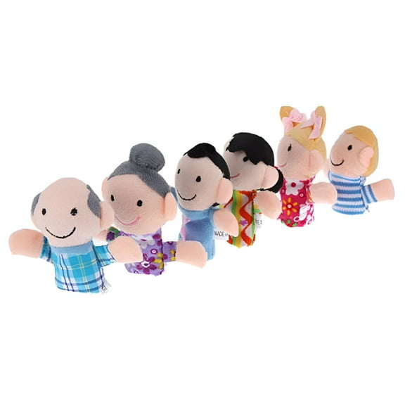 BESTSKY 6pc Family Finger Puppets Plush Hand Puppet for Toddler Gift (Random Style)