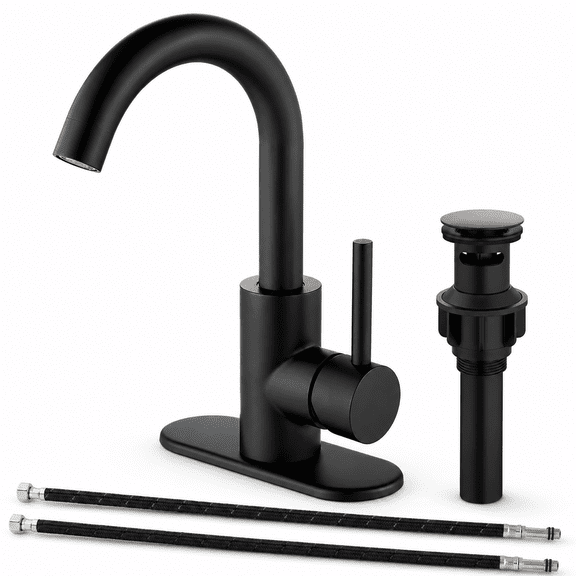 Single Handle Bathroom Sink Faucet 1 Hole Matte Black