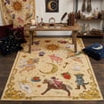 thumbnail image 2 of 6x9 Sun and Moon Celestial Cottagecore Area Rug, Vintage Boho Washable Low Pile Non-Slip Tapestry Rug for Living Room Bedroom, Yellow, 2 of 5
