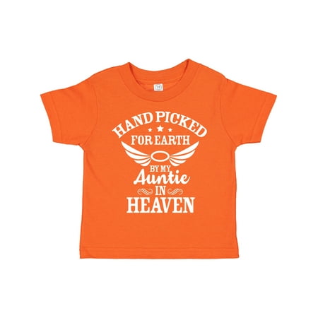 

Inktastic Handpicked for Earth by My Auntie in Heaven with Angel Wings Gift Toddler Boy or Toddler Girl T-Shirt