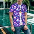 thumbnail image 6 of Zufioo colorful mushroom Skull rainbow Print Men's Baseball Short Sleeve, Moisture Wicking Button-Down Hip Hop Tee-4X-Large, 6 of 7