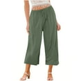 thumbnail image 2 of DDAPJ pyju Capri Pants for Women Cotton Linen Casual Summer Culottes Pants High Waisted Drawstring Lounge Beach Capris with Pockets on Clearance Army Green XXL, 2 of 6