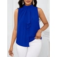 thumbnail image 7 of FAHXNVB Women's High Neck Sleeveless Blouse Ruffle Front Pleated Casual Summer Flowy Tops Lightweight Loose Fit Shirts, 7 of 7