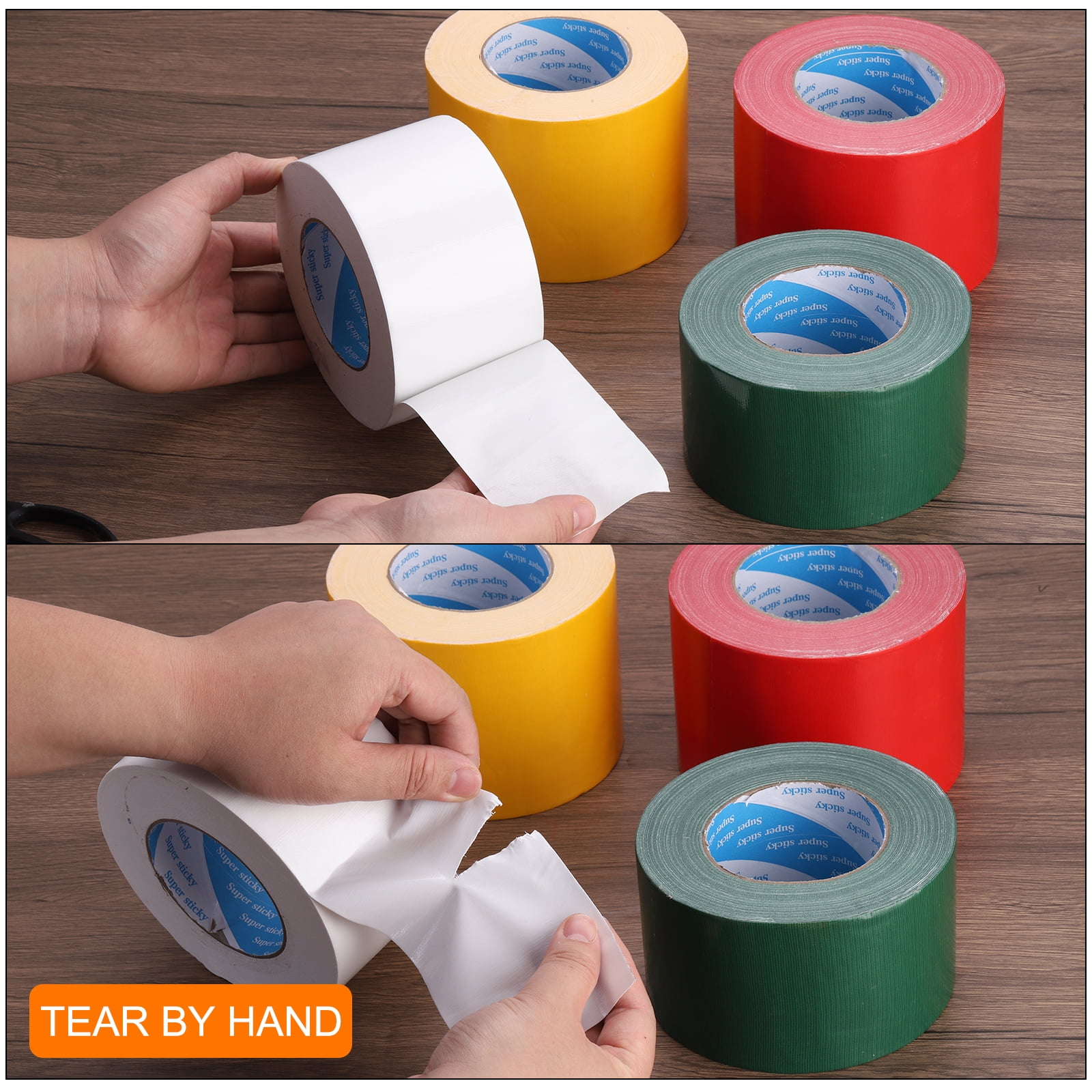 Heavy Duty Duct Tape, 4 Inch x 55 Yard Waterproof Flexible Hand Tear Strong Adhesive Duct Tapes, Blue