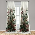 thumbnail image 3 of Ambesonne Botanical Curtains 2 Panel Set, Romantic Forest Blossoms, Pair of - 28" x 63", Emerald Ruby and Green, 3 of 4
