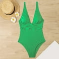 thumbnail image 4 of Women Summer Monokini Deep V-Neck Sleeveless Ribbed One-Piece Swimsuit Breathable Solid Color Quick-Drying Bathing Suit, 4 of 7
