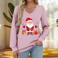thumbnail image 6 of Tops for Women Christmas V-neck Long Sleeved Casual Loose T-shirt Top Womens Blouse Plus Size Purple XL, 6 of 6