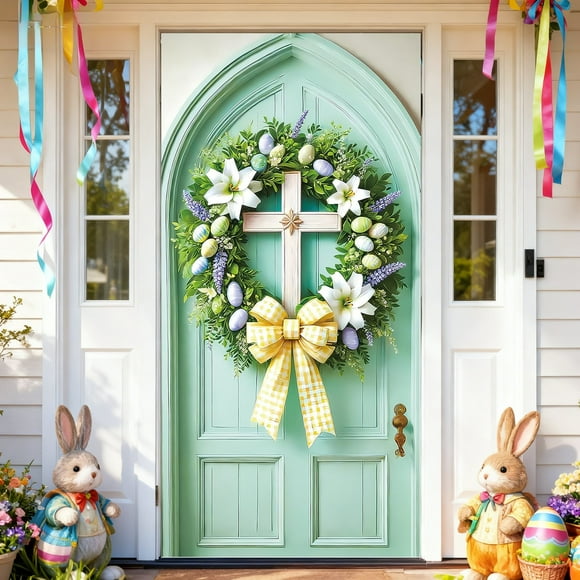 Noehoiugi Easter Door Cover Banner 71 X 35 Inch Easter Bunny Door Banner Easter Door Banner Party Accessory Hanging Banner Sign Decoration For Happy Easter Party Favors Banner