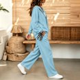 thumbnail image 4 of Szluipve 2 Piece Sets for Women Full Zip‑Up Hoodie 2 Piece Tracksuit Set Drawstring Zip Hooded Jacket & Elastic Waist Wide Leg Pants Casual Loungewear Outfit with Side Pockets Light Blue L, 4 of 6