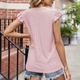 thumbnail image 6 of Mittory Womens Summer Tops V Neck Ruffle Short Sleeve T Shirts Eyelet Loose Fit Blouses, 6 of 6