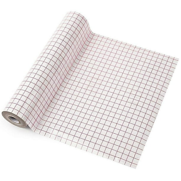 Clear Vinyl Transfer Paper Tape Roll-Red Alignment Grid Clear,Transfer Paper for Silhouette Cameo (12Inch X 50 Ft)