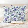 thumbnail image 3 of Blue Purple Pillow Covers 2 Pack Hydrangea Eucalyptus Leaves Country Farmhouse Pillowcase Waterproof Outdoor Throw Pillow Cover for Patio Garden Square Cushion 26”x26”, 3 of 9