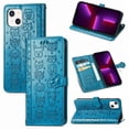thumbnail image 2 of Funda Cartera FOXDOCK para iPhone 13 , Flip PU con Relieve de Gatos y Perros, Tarjetero y Soporte, 2 of 6