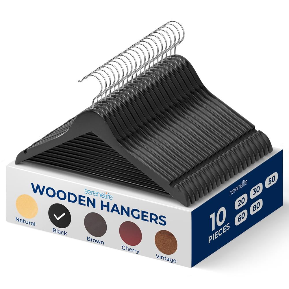 Wood Top Hanger, Box of 25 Space Saving 17 Inch Flat Wooden