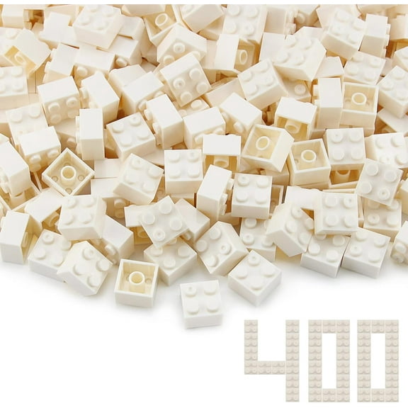 2x2 Bricks White 400 Pieces Parts Classic Building Creative Play Blocks Set Toy Compatible with 3003 Major Brick Brands