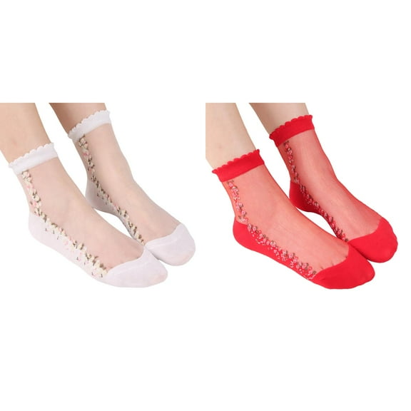 (2-Pack) 1 Pairs UniWarm Slipper Socks for Women Soft Embroidered Mesh Sport Moisturizing Socks Medium Stockings Casual Heated Socks for Men Socks