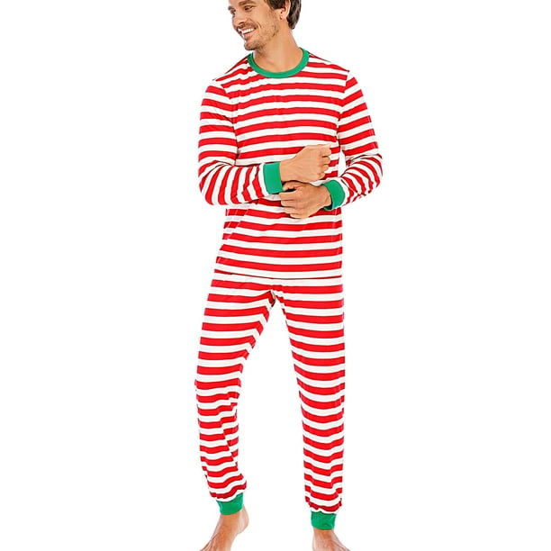 XZNGL Mens Christmas Pajamas Pants Mens Striped Long Sleeve Christmas Top Pants Two Piece Pajamas Mens Christmas Pajama Pants Long Sleeve Christmas Dress Long Sleeve Dress Mens Pajamas Pants Walmart.c...